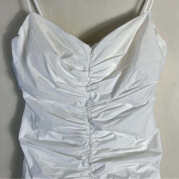 Aritzia Babaton Belleza Dress White NEW NEW Size 8 Bridal Shower Mini Rouching - Picture 4 of 12